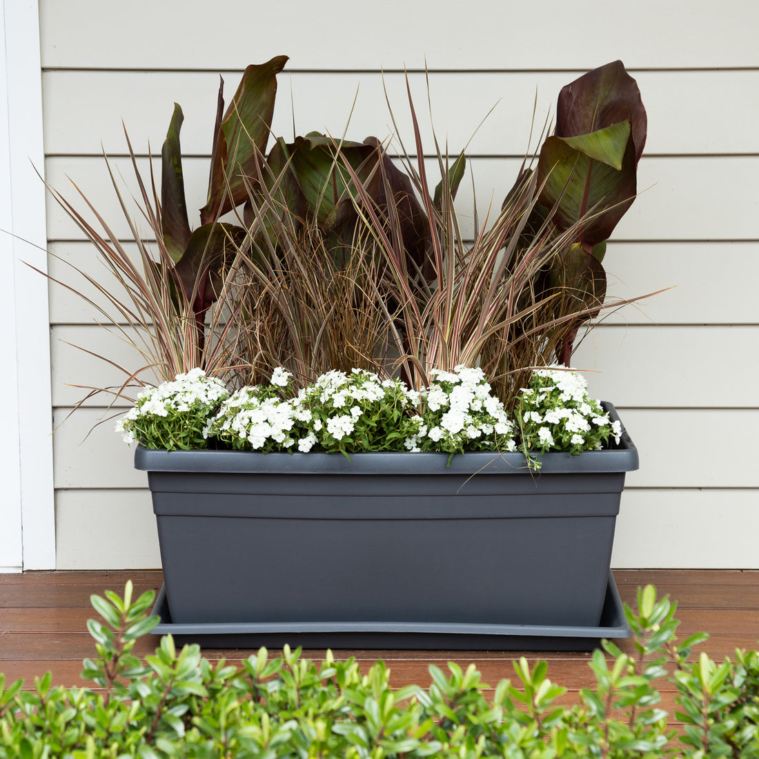 Create a grand trough garden with layers of lush foliage and flowers