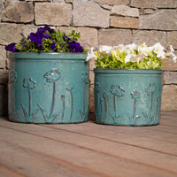 Flower Glazed Terracotta Planter