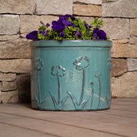 Flower Glazed Terracotta Planter