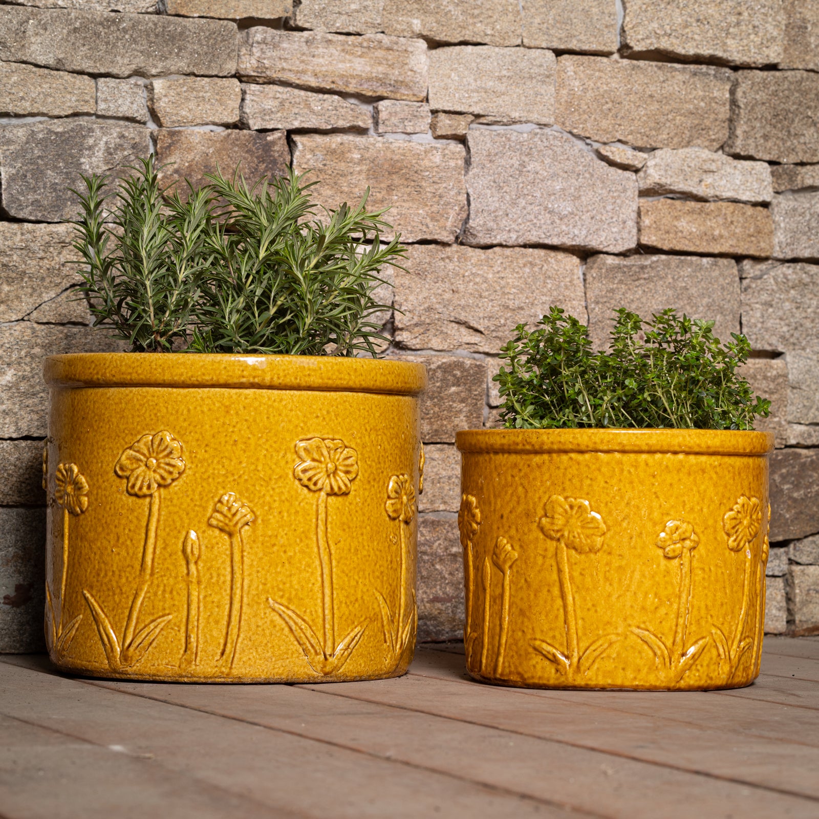 yellow planter pot Flower Glazed Terracotta Planter – Northcote Pottery