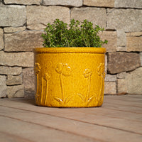 Flower Glazed Terracotta Planter