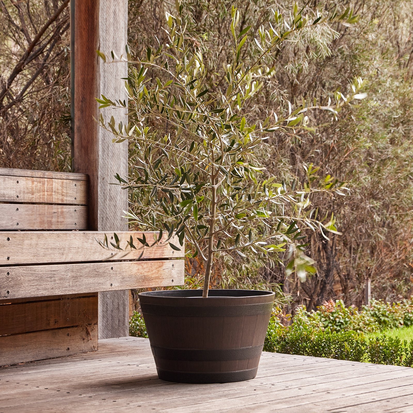 self watering wine barrel planter Whiskey Barrel Planter