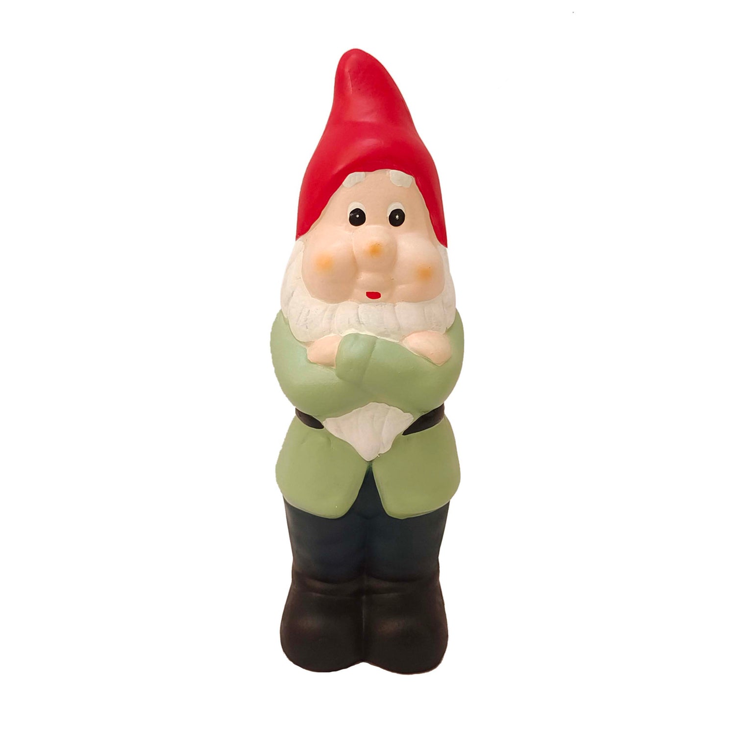 Painted Terracotta Green & Blue Gnome Statue