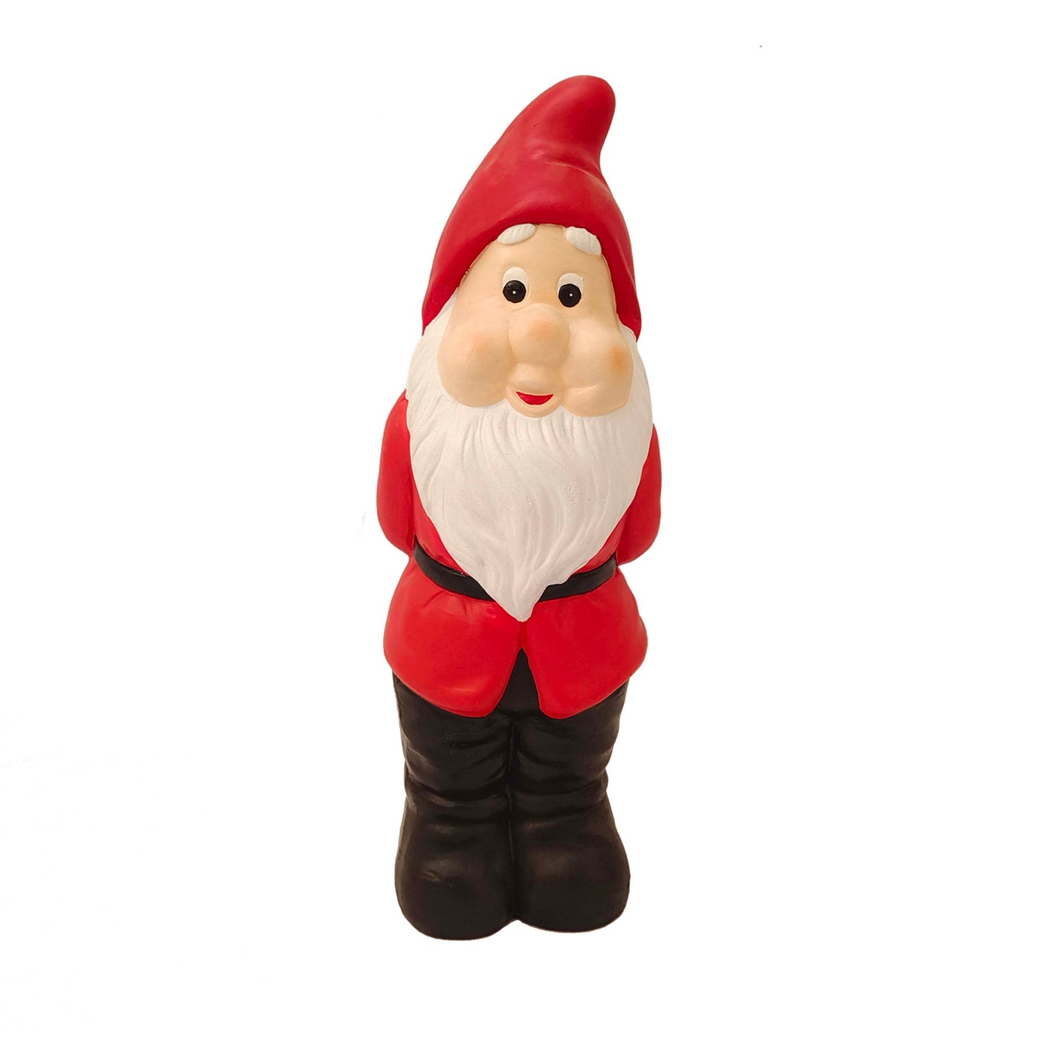 Painted Terracotta Red & Black Gnome Statue